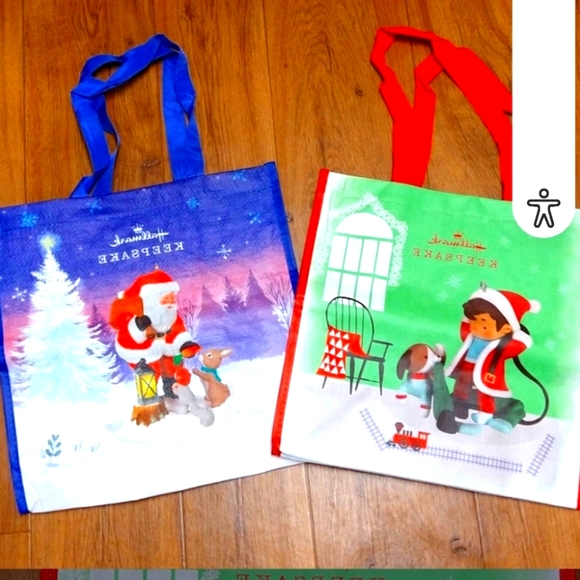 2 NEW Hallmark Keepsake Christmas 2022 Reusable Tote Bags NWT NEW - Picture 2 of 7